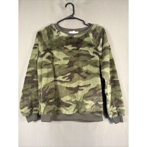 Socialite Camo Fuzzy Sweater Faux Fur Vegan Camouflage Military Urban XS